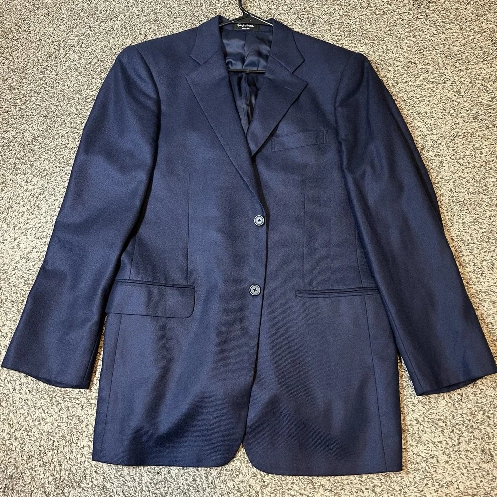 John W Nordstrom Loro Piana 100% Cashmere Suit Blazer Jacket Navy Blue Mens 42L